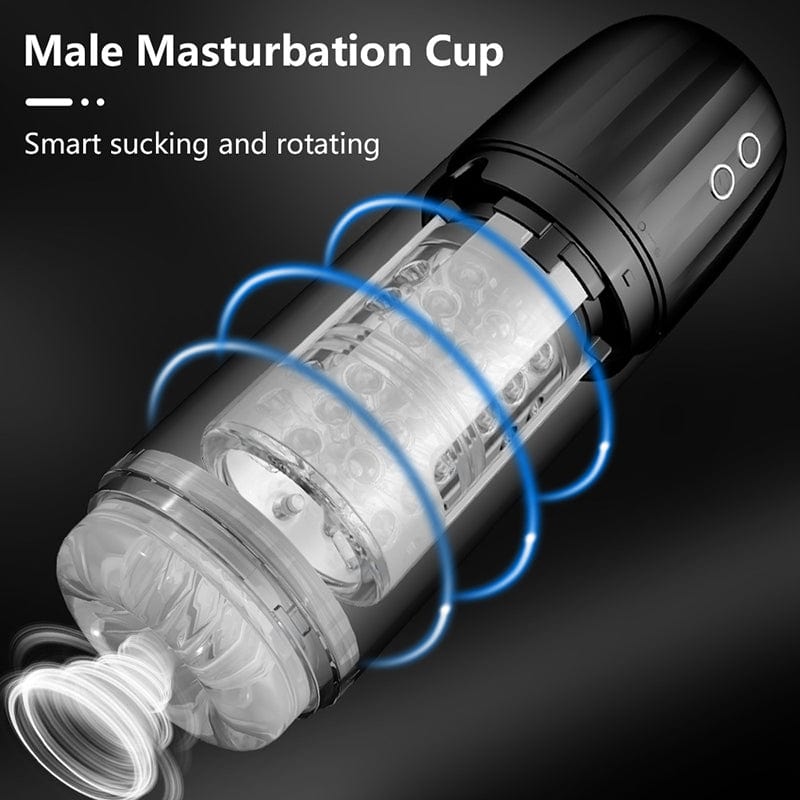Hands-free male stimulator showing rotation mechanism