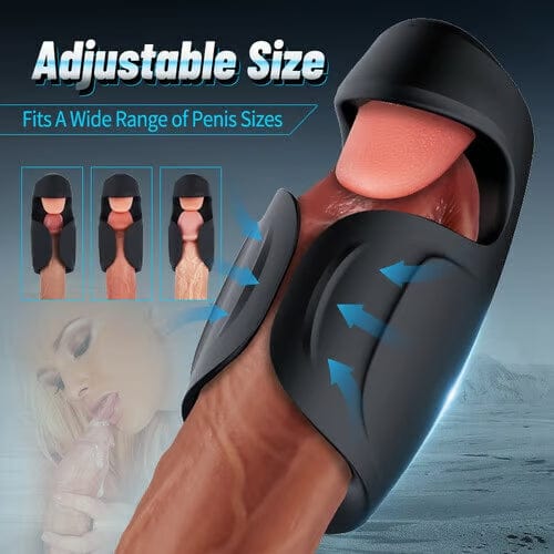 Close-up of realistic tongue texture on stamina-enhancing vibrator