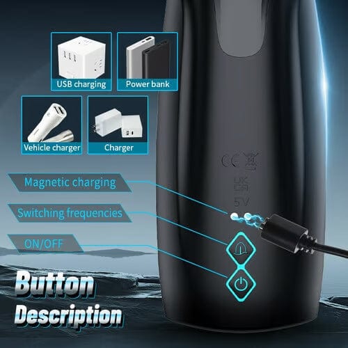 Compact male vibrator showing tongue stimulation feature on dark background