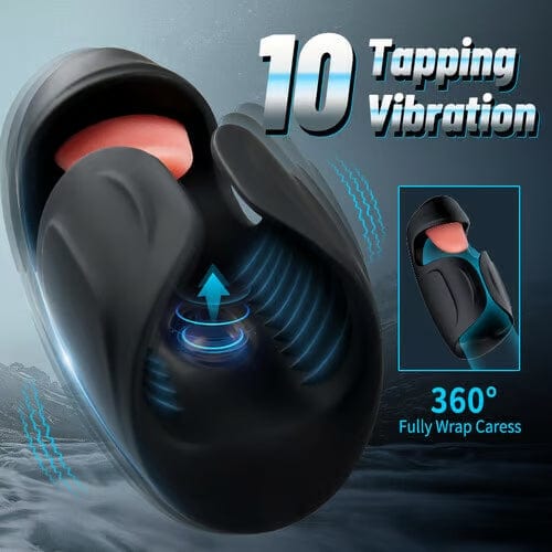 Waterproof 2-in-1 penis stimulator with multiple vibration modes displayed