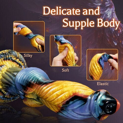 Close-up of realistic texture on 9.4-inch silicone dildo