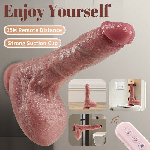 6.3‘’ Small Glans Thick Shaft Big Ball 7 Thrusting Swinging 10 Vibrating Heating Lifelike Dildo-IntimiLife