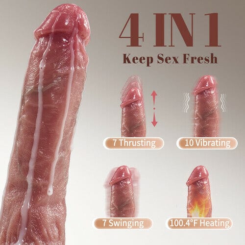 Close-up of body-safe silicone dildo showing texture and heating function