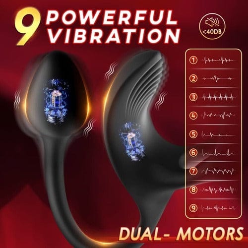 3 In 1 Spherical Vibrating Anal Plug Testicles Stimulator With cock Ring-IntimiLife