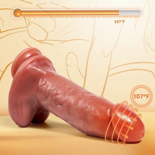 7.28‘’ Thick Thrusting Vibrating Heating Realistic Dildo with Strong Suction Cup and Remote Control-IntimiLife
