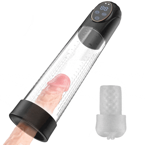 Waterproof penis pump with clear LCD screen and suction controls
