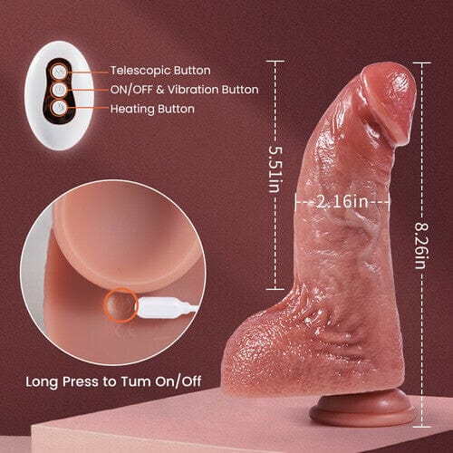 5.51‘’ Derek Curved Glans Free Lubricant P and G Spot Stimulation Realistic Anal Dildo Thrusting Heating Vibrating-IntimiLife