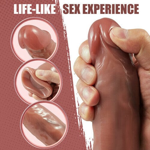 Rotating beads vibrating dildo with remote control on white background