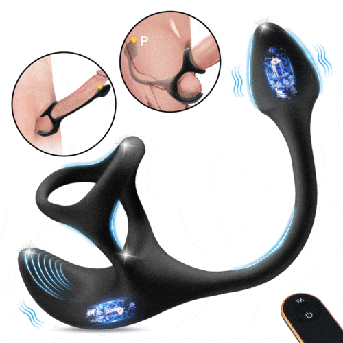 3-in-1 vibrating anal plug with adjustable cock ring and testicle stimulator