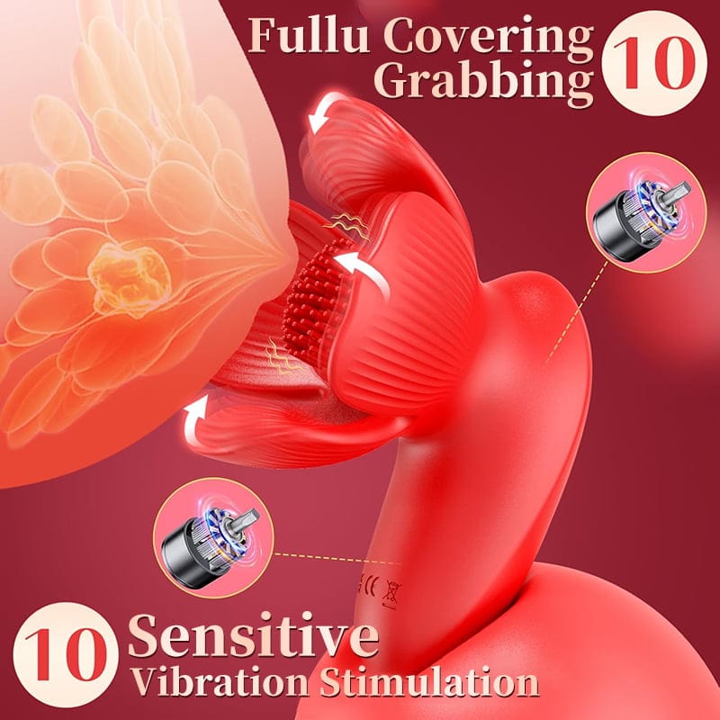 Close-up of soft brush head and adjustable petal kneading mechanism