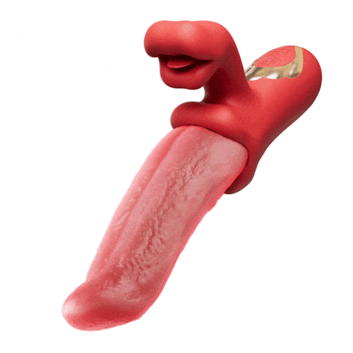 Realistic tongue licking G-spot vibrator showing wriggling tongue design