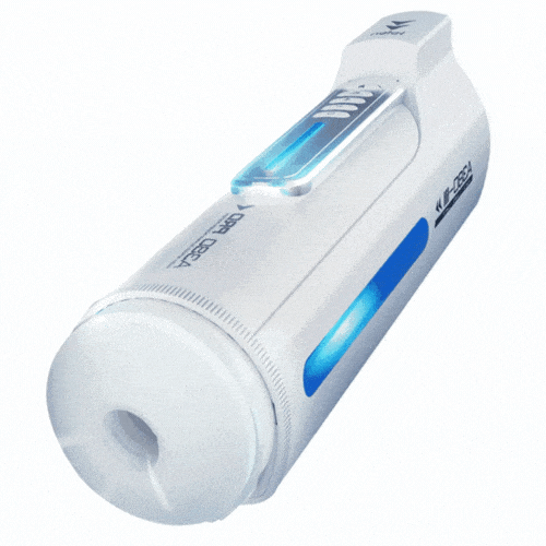 Automatic thrusting masturbator showing telescopic extension feature