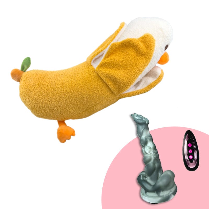 Four interchangeable silicone dildos showing different sizes and textures