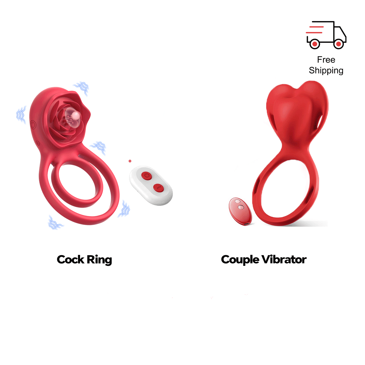 Rosurge Remote Dual-Ring Rose Massager side view and design details