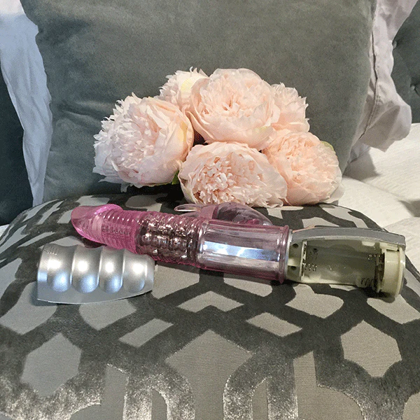 Rotating best selling dual-action rabbit vibe with backing exposed