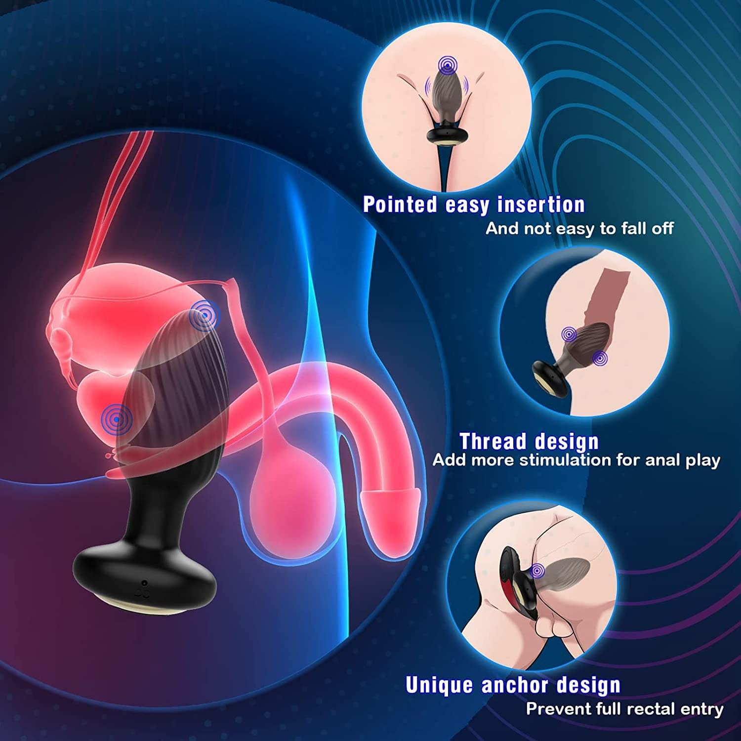 Close-up of silicone rotating tip with 7 vibration pattern indicators