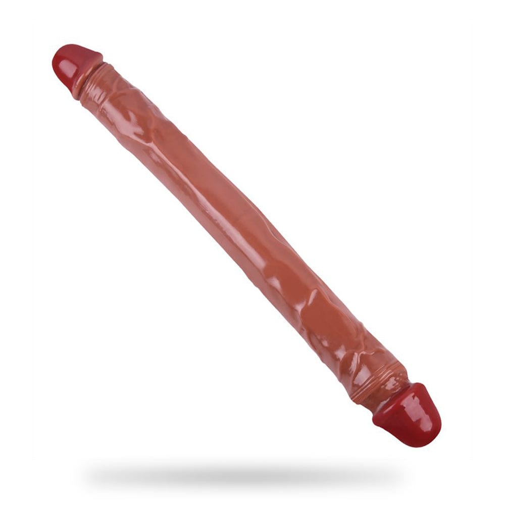 Double-ended silicone dildo showing both distinct ends for versatile stimulation