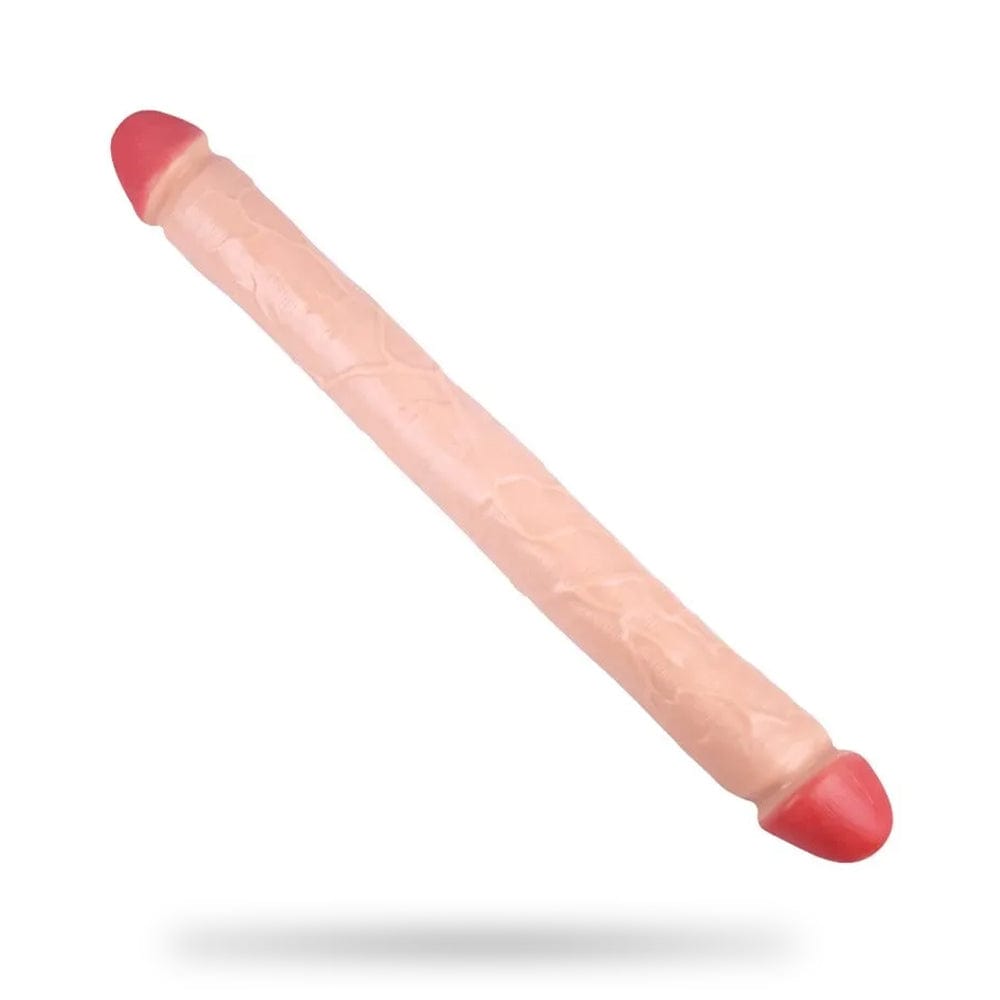 Double-ended silicone anal dildo showing both size options