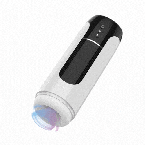 Automatic telescopic masturbator showing sleek design and controls