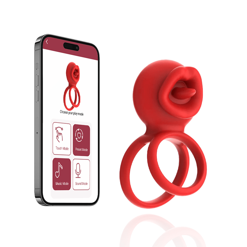 Cock Rings Clitoral Stimulator with Licking Mouth Pleasur with APP control-IntimiLife