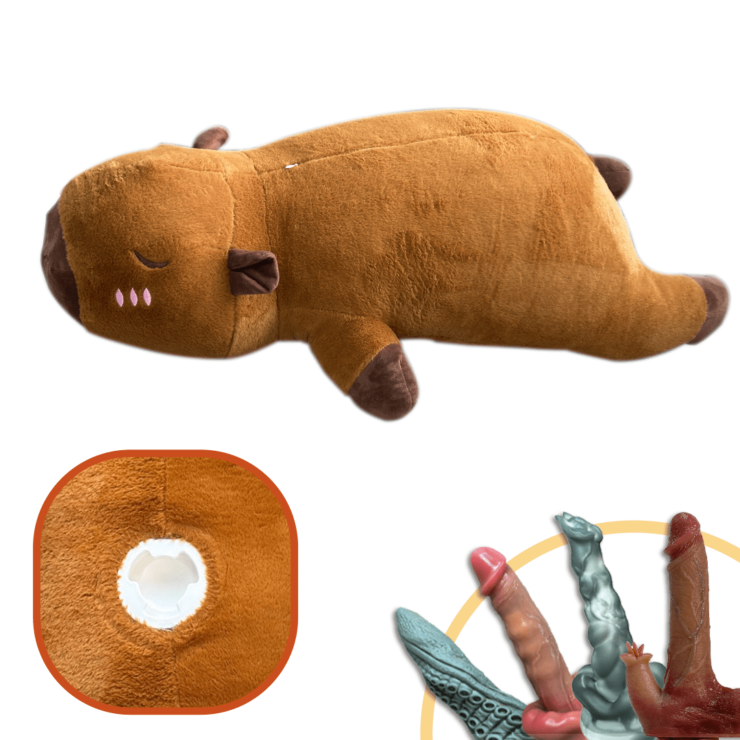 Person using remote control to operate the discreet plush machine