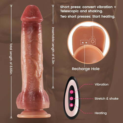 6.3���� intimilife - 9 Vibrating 3 Thrusting & Swing Intelligent Heating Realistic Dildo Vibrator-IntimiLife