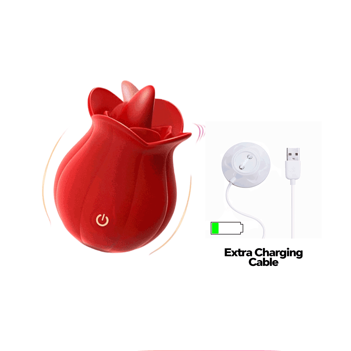 MLEM Rose Tongue-Style Massager – Easy-to-Position Design side view and design details