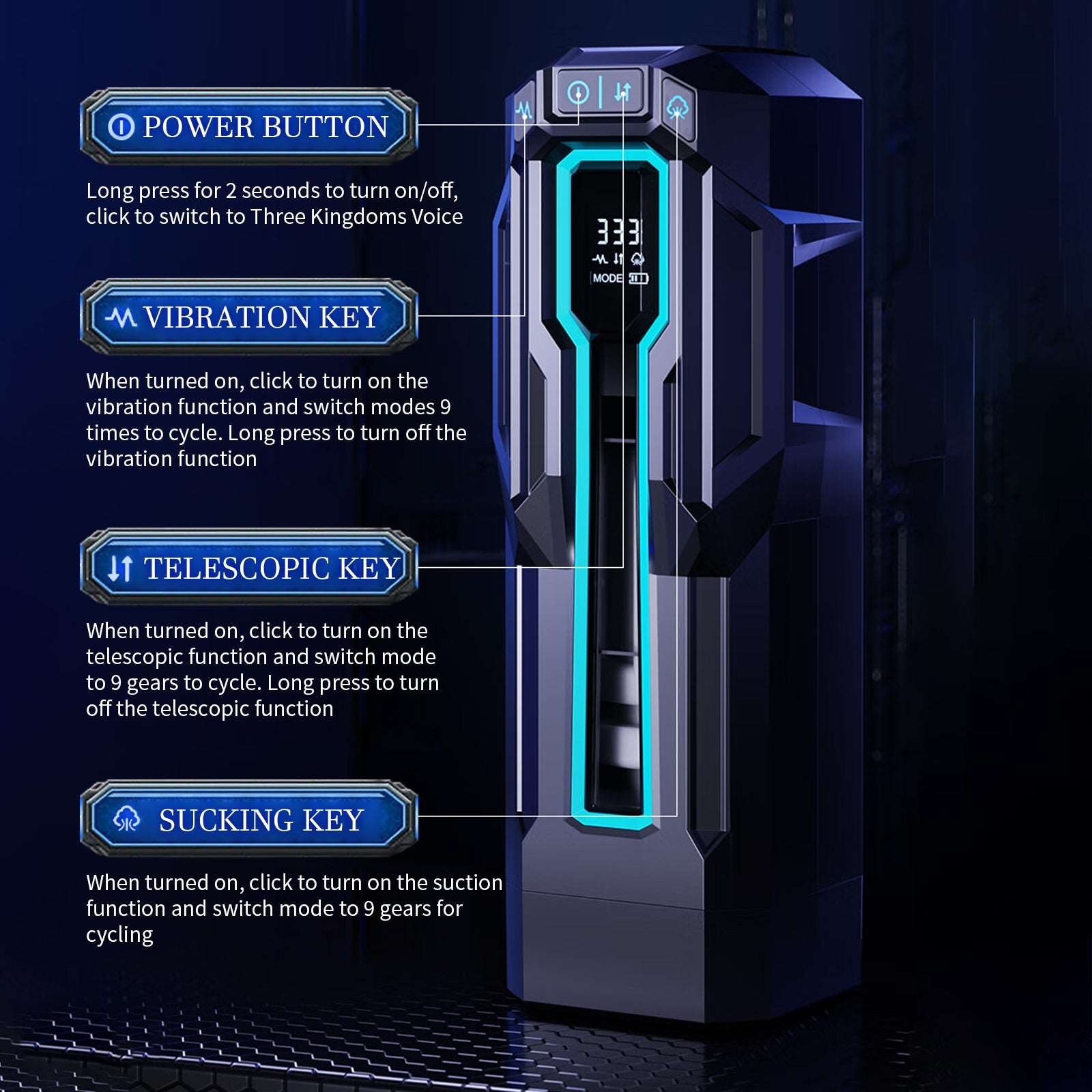 intimilife - 3-in-1 Telescopic Sucking Vibrating Deepthroat Male Masturbator-IntimiLife