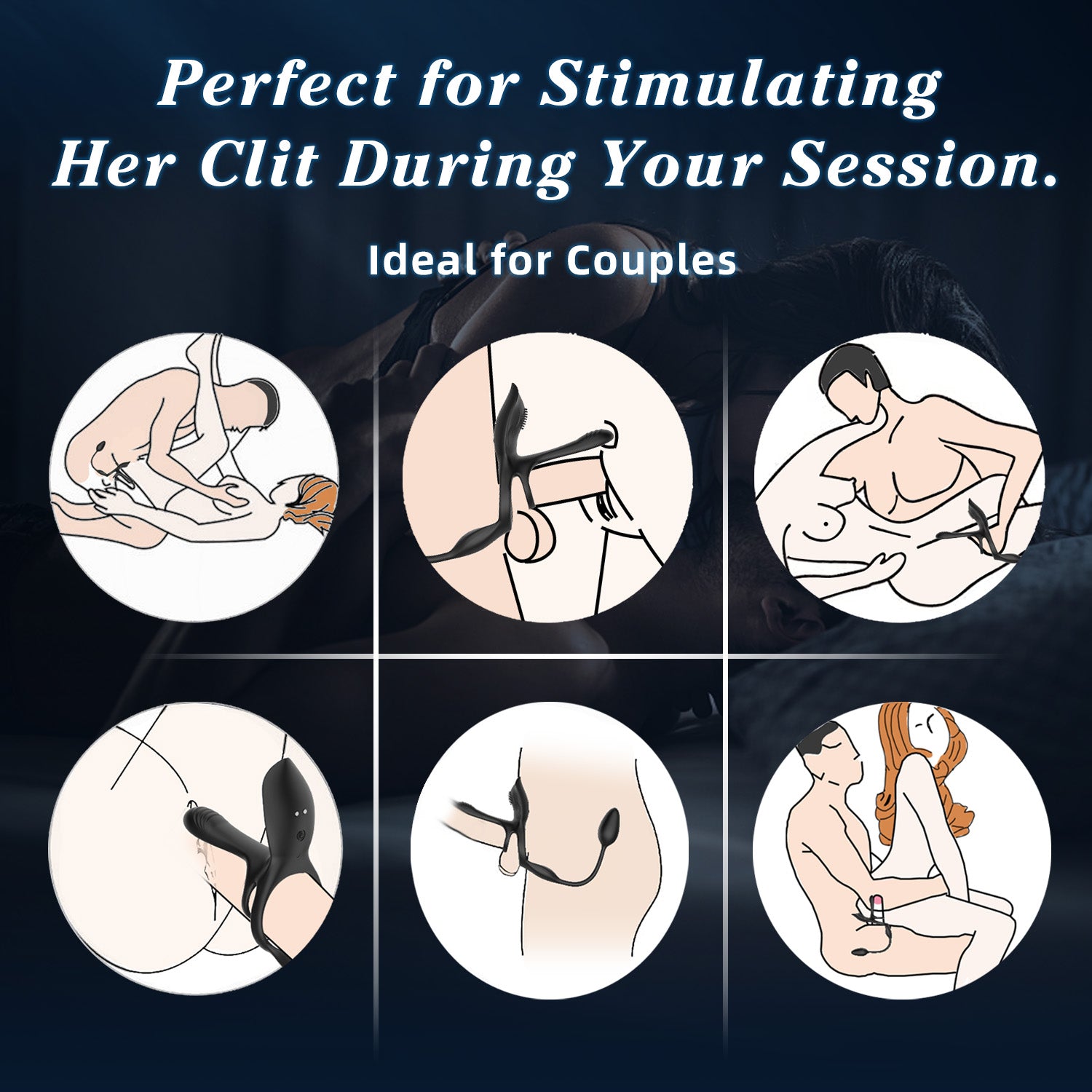 Product demonstration showing simultaneous penile and prostate stimulation positions