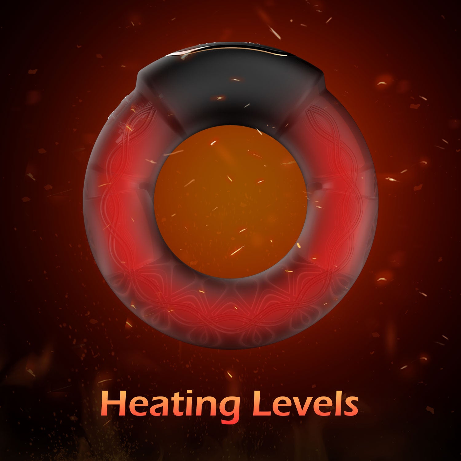 Vibrating cock ring showing 9 mode control buttons and USB port