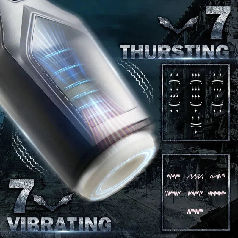 Waterproof male toy in bathroom setting demonstrating IPX5 rating