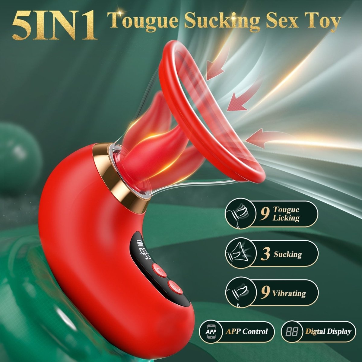 3 in 1 Tongue Sucking and Licking Clitoris Vibrator with App Control-IntimiLife