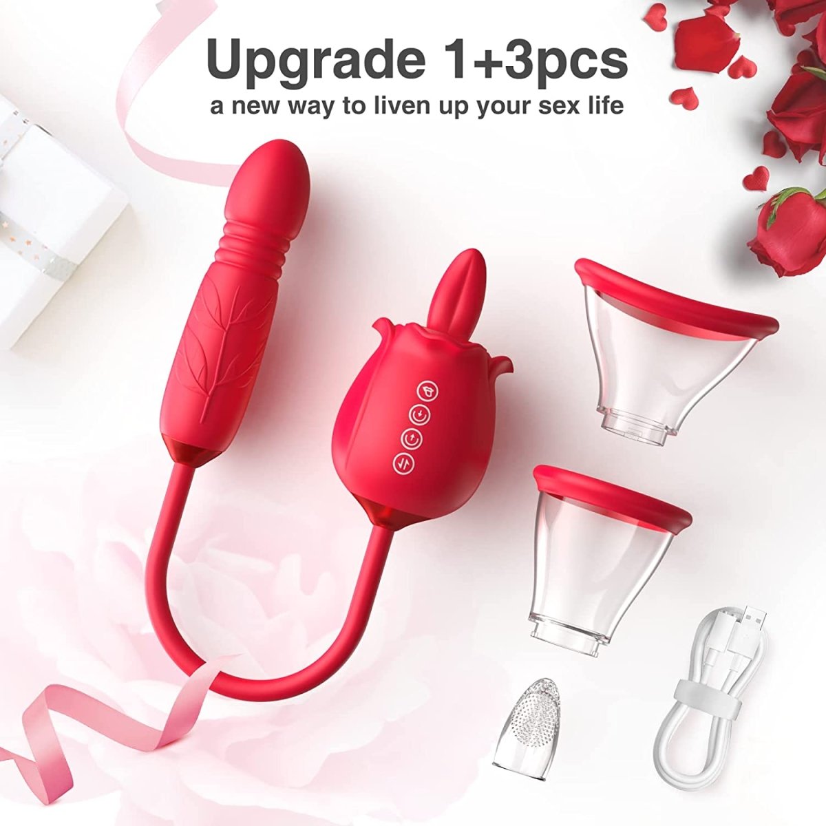 3 in 1 Upgrade Rose Stimulator to Hit all Hot Spots-IntimiLife