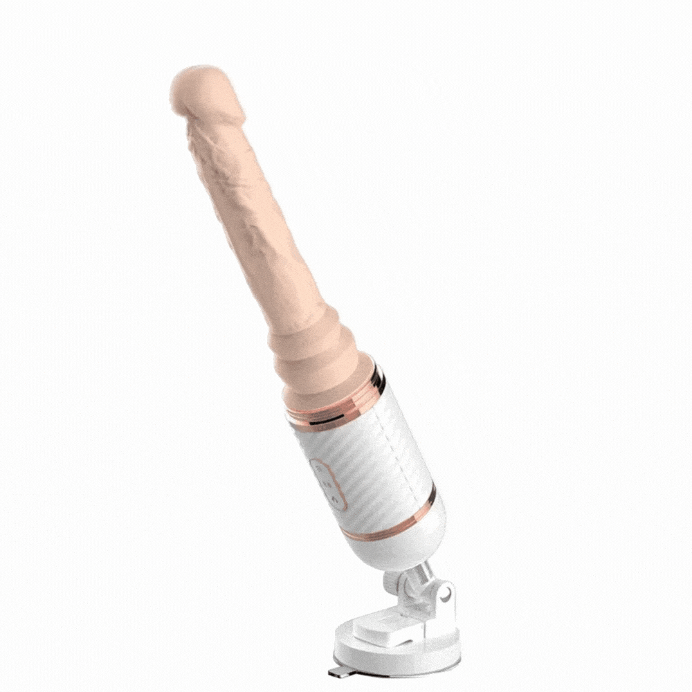 White thrusting dildo with remote control on neutral background