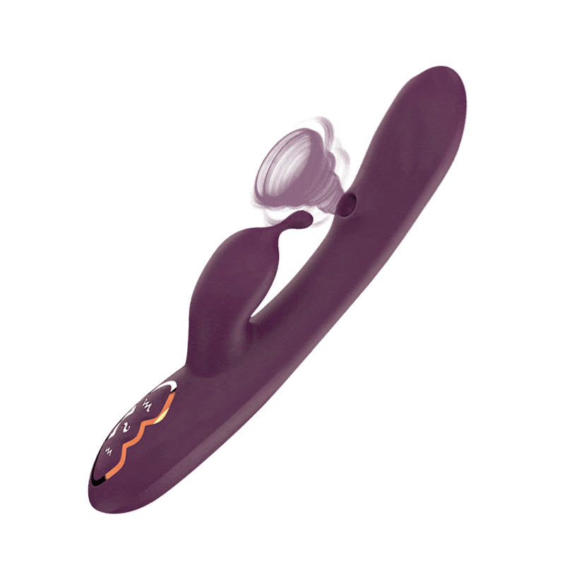 G-spot suction vibrator showing ergonomic curved design and silicone texture