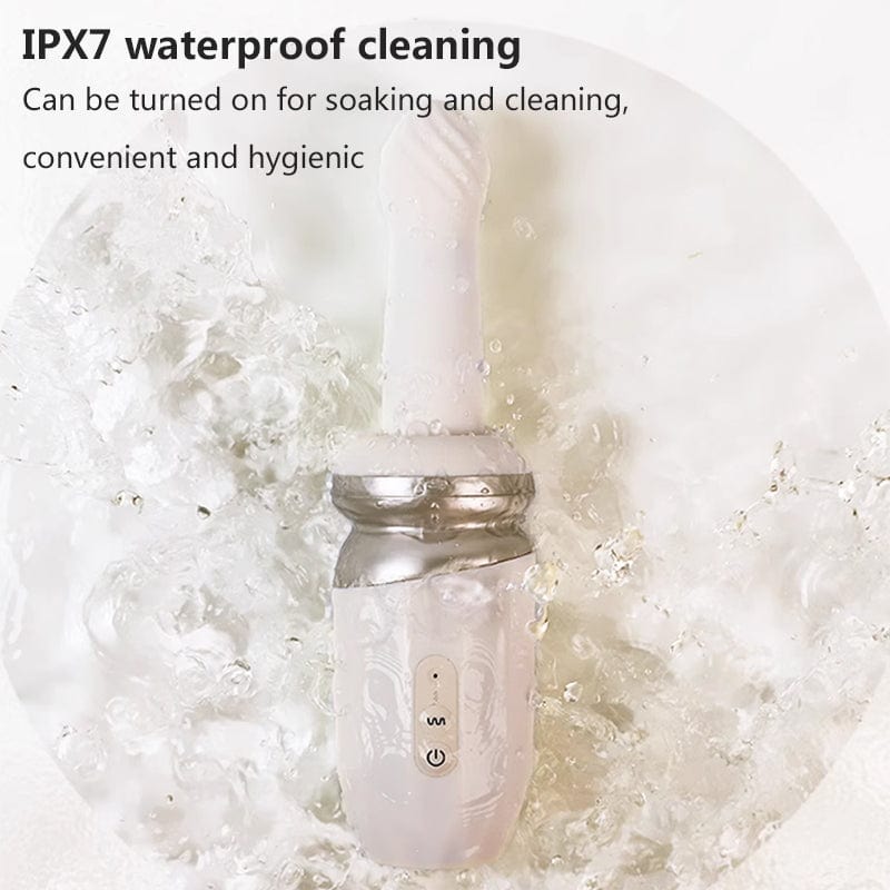 Close-up of heated silicone tip and textured design for enhanced sensation