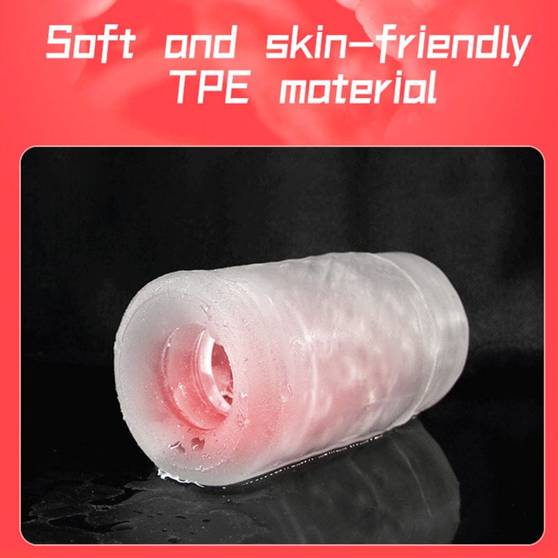 Male pleasure toy displayed with charging cable and storage case