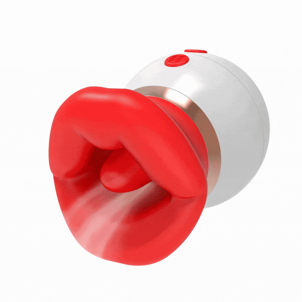3-in-1 sucking vibrator showing realistic mouth design and soft tongue