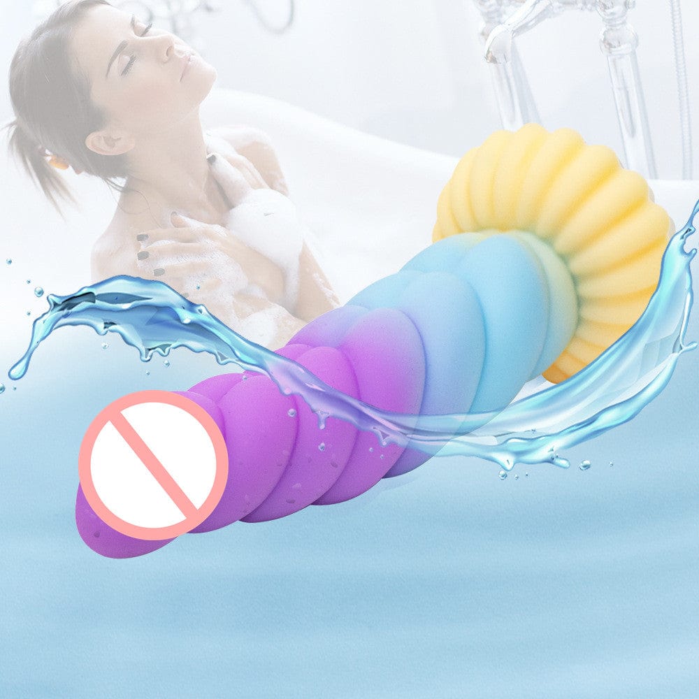 9.05‘’ Colorful Braid Dildo Vibrator Liquid Silicone Anal Plug-IntimiLife