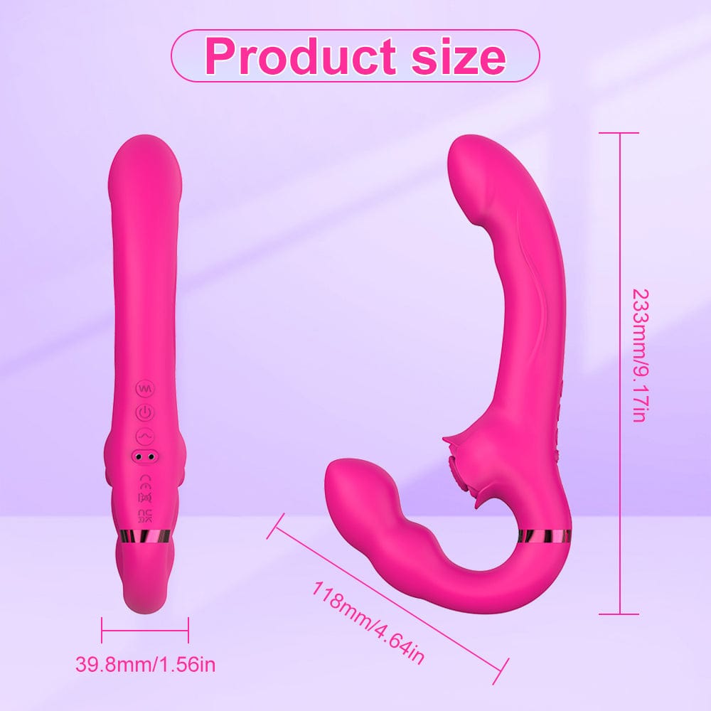 Close-up of the rose-shaped clitoral stimulator with textured grinding grooves