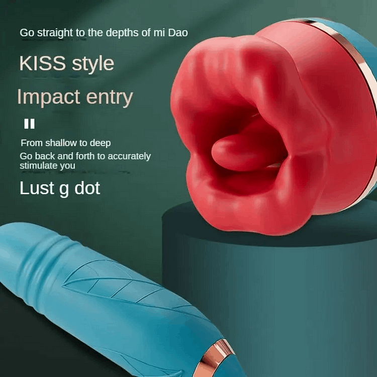 intimilife - 3 In1 Big Mouth Sucking Tongue Licking Vibrator & Thrusting Bullet Vibrator-IntimiLife