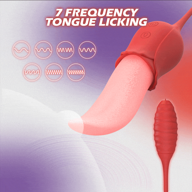 intimilife - Mia 2-in-1 Upgraded Tongue-licking Rose Toy With Licking Bullet Vibrator-IntimiLife