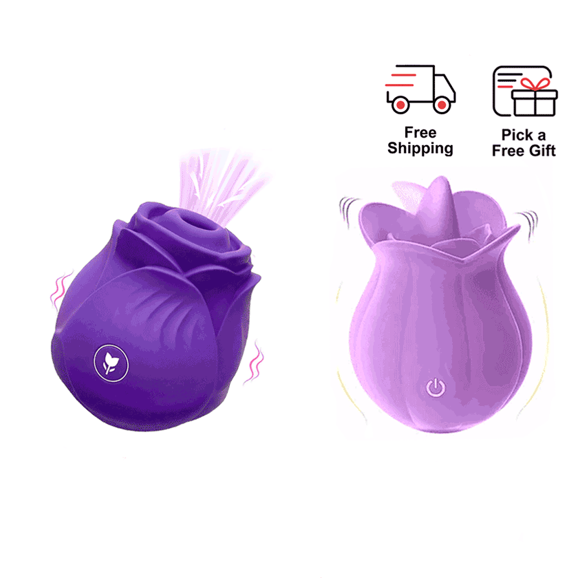 Tongue Vibrator Combo Set – Oral-Like Sensation Combo - Amora Rose with MLEM Tongue-Style Massager front product view
