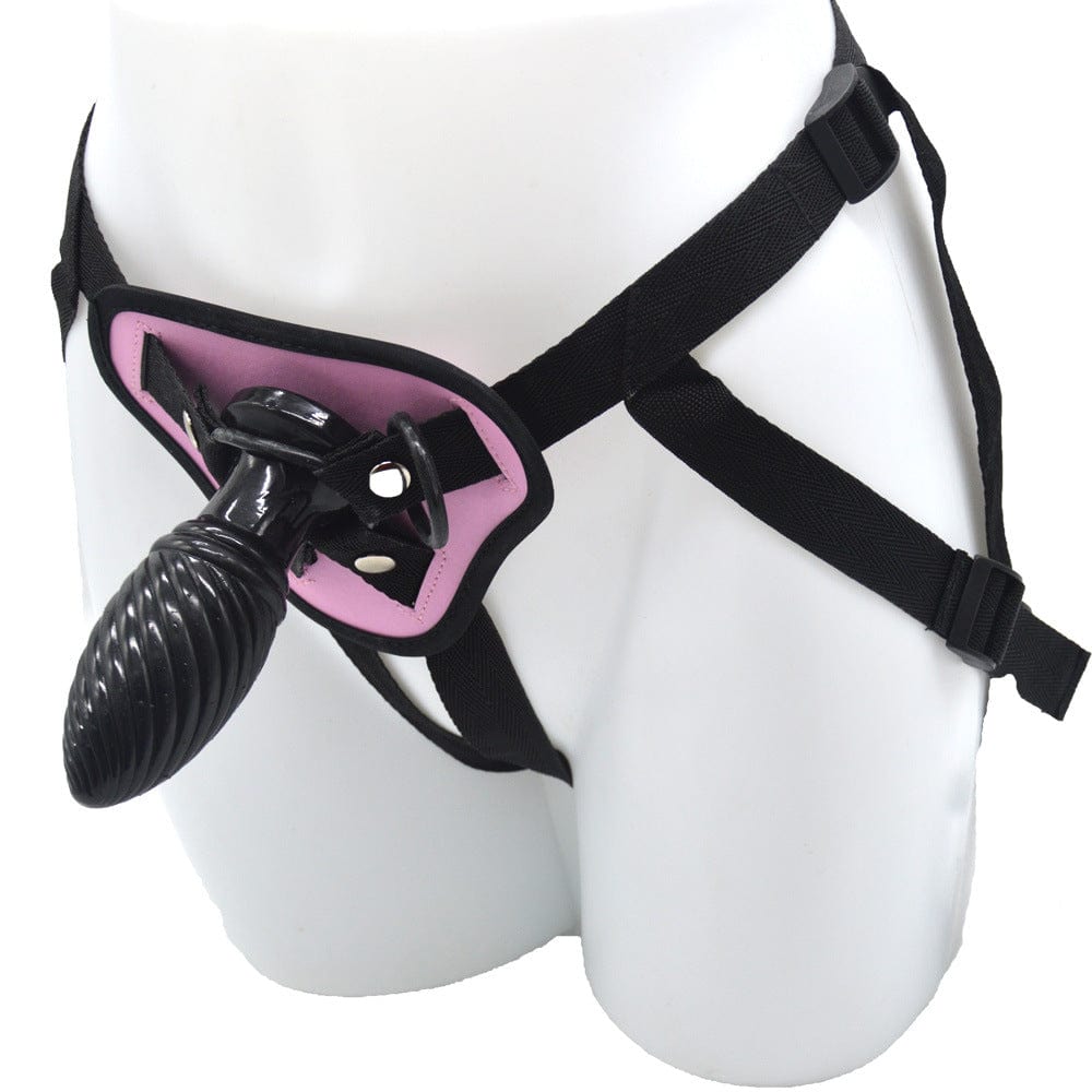 Close-up of the 4.13-inch wearable dildo texture and anal plug threading detail