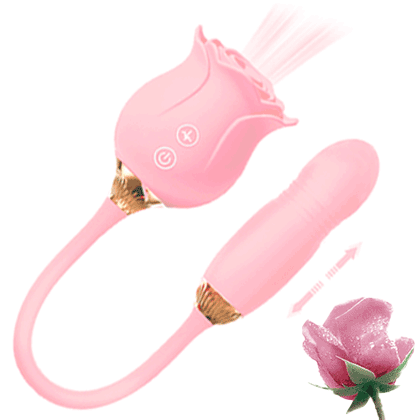 PinkBliss 2-in-1 Rose Suction & Thrusting Premium - rabbit vibrator with suction featuring waterproof, quiet, body-safe silic