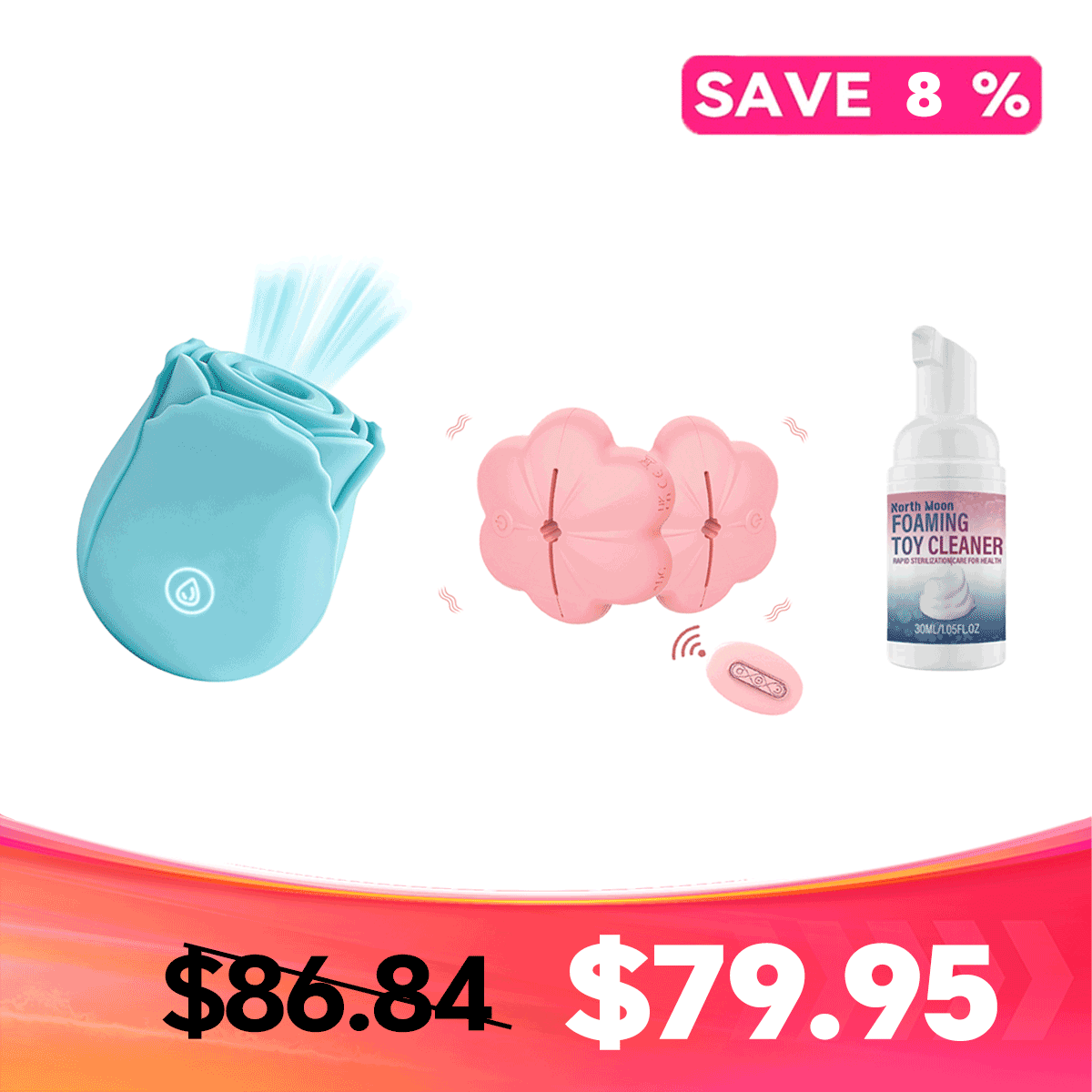 LunaGlow Luminous Rose Suction Massager in Blue
