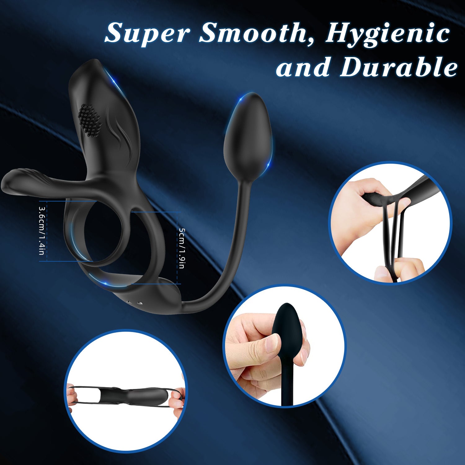 Silicone construction detail highlighting body-safe material and textured surfaces