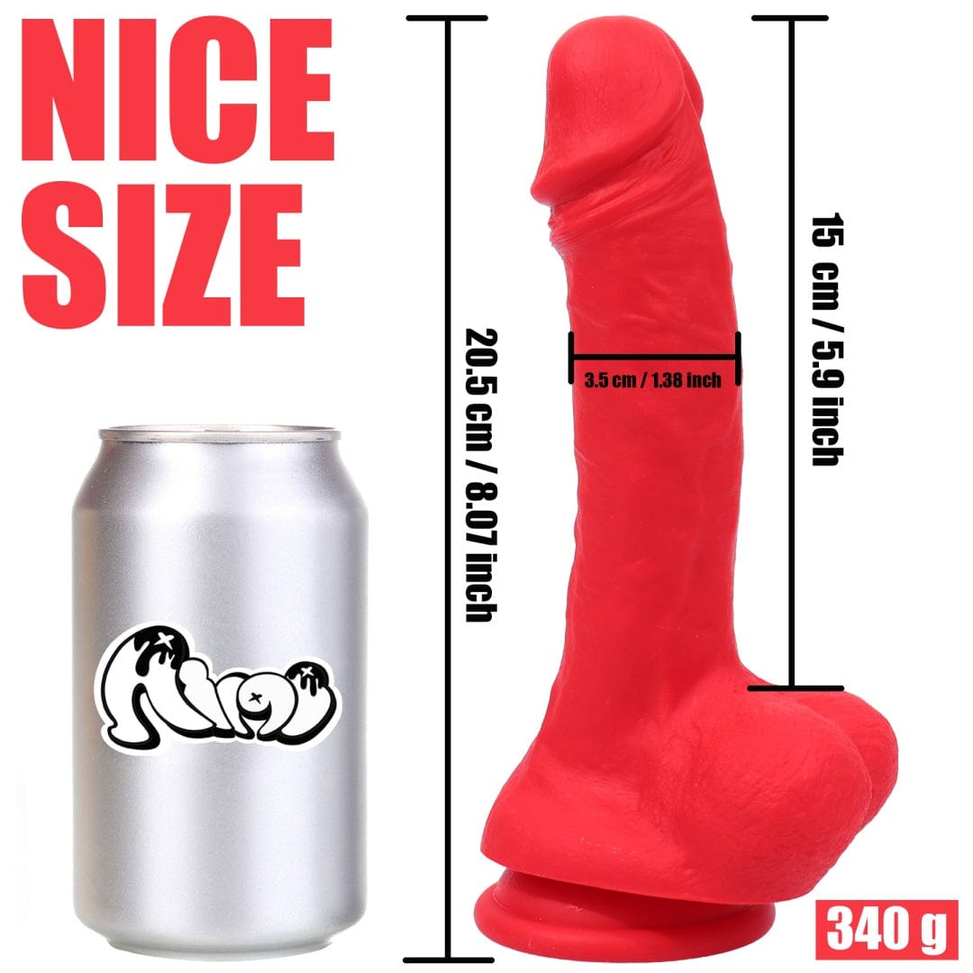 Vibrant multi-color dildo displayed against neutral background
