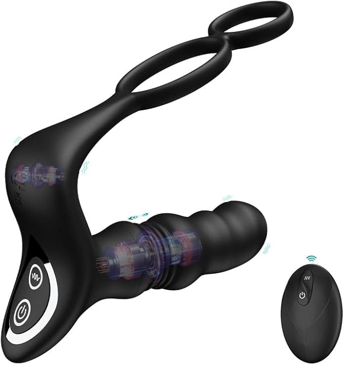Massager Masturbation 9 Frequency Remote Control Anal Vibrator with Cock Ring-IntimiLife