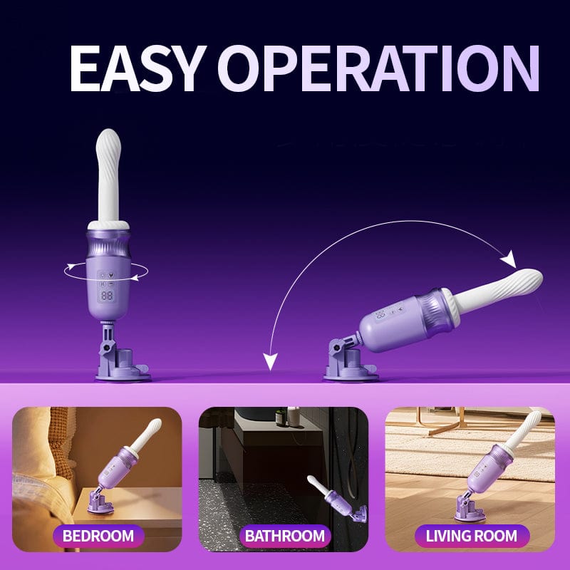 Thrusting dildo machine showing telescopic function and display screen